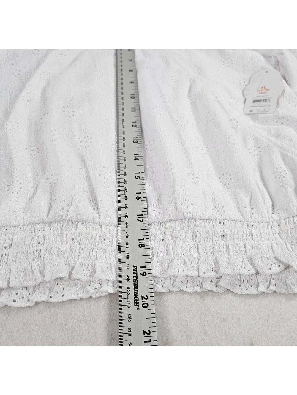 Wonder Nation Girls XL 14-16 Plus White Eyelet Smocked Long Sleeve Blouse NWT